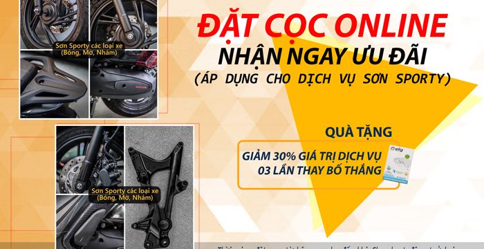 ƯU ĐÃI CỰC LỚN KHI ĐẶT CỌC ONLINE CHO DỊCH VỤ SƠN SPORT TẠI SHOP SH SAIGON 1 ƯU ĐÃI CỰC LỚN KHI ĐẶT CỌC ONLINE CHO DỊCH VỤ SƠN SPORT TẠI SHOP SH SAIGON 1