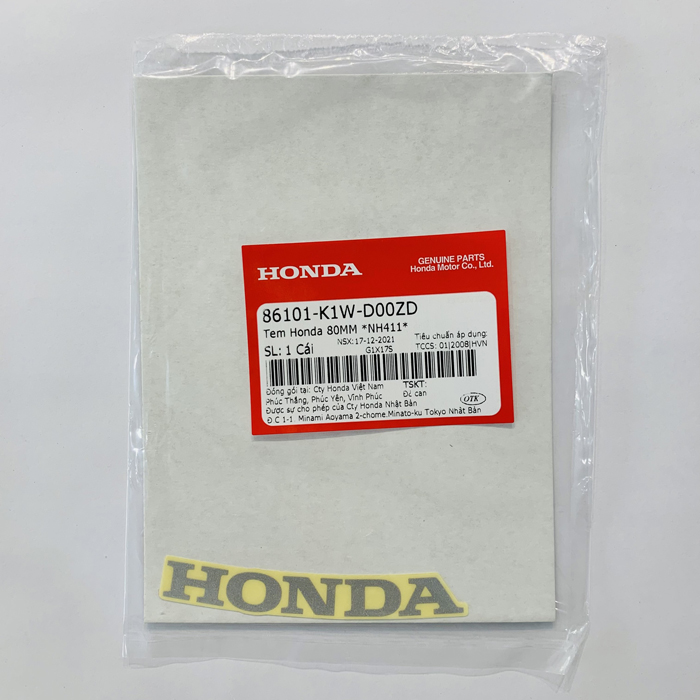 Tem chữ Honda 80MM (màu trắng) - 86101K1WD00ZD 7