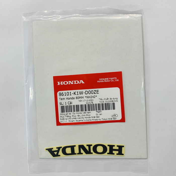 Tem chữ Honda 80MM (màu đen) - 86101K1WD00ZE 7